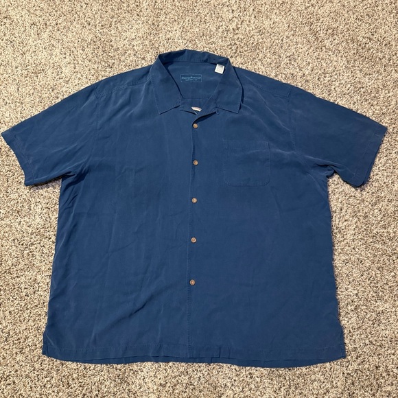 Tommy Bahama Original Fit Mens 3XL Blue Silk Camp Shirt Big Cluster Embroidered - Picture 3 of 7